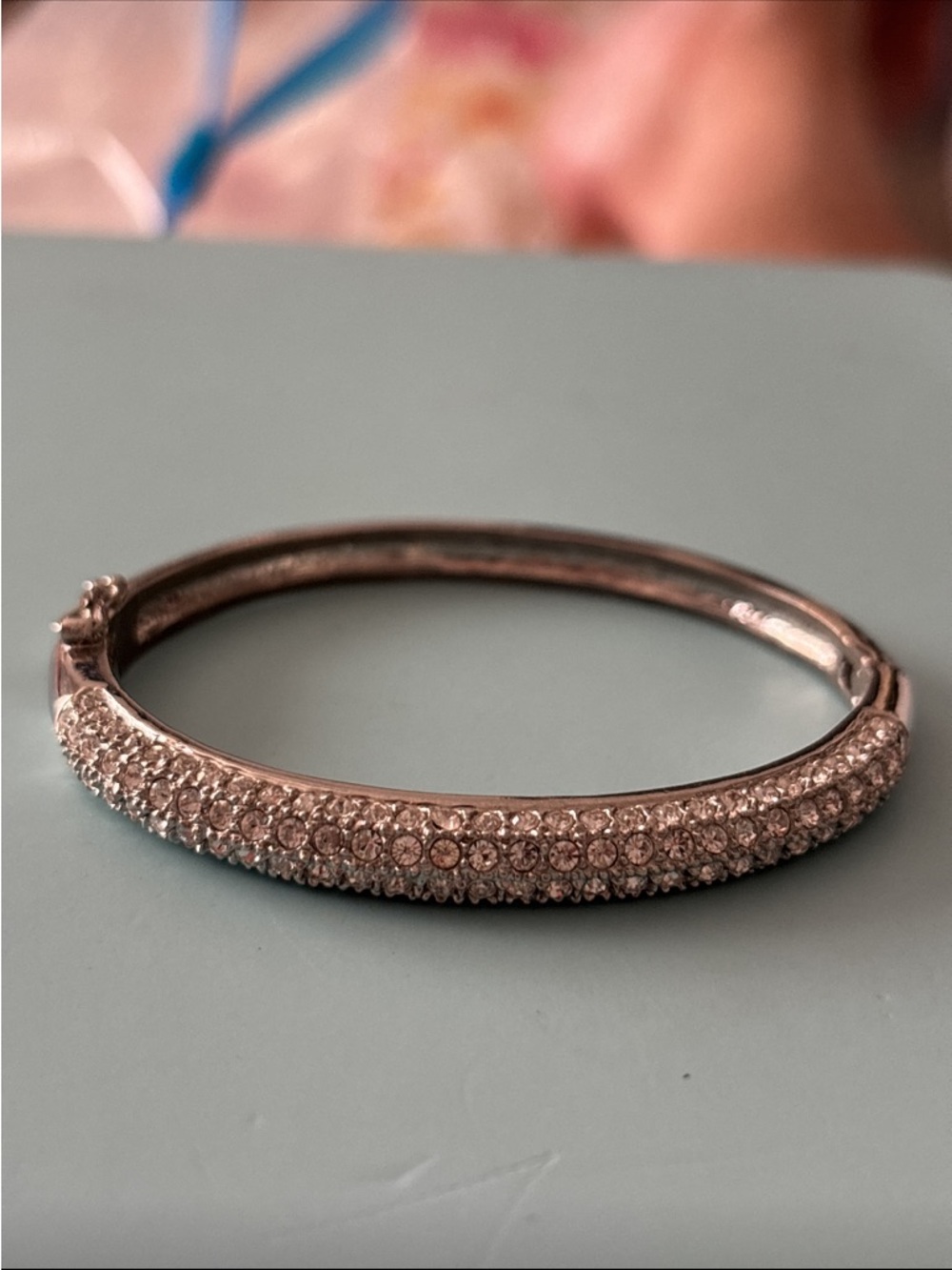 Classic Crystal Pave Silver Bangle Bracelet